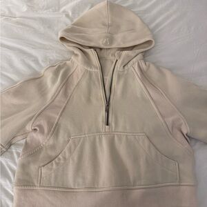 Cream Lululemon Scuba Hoodie Half Zip